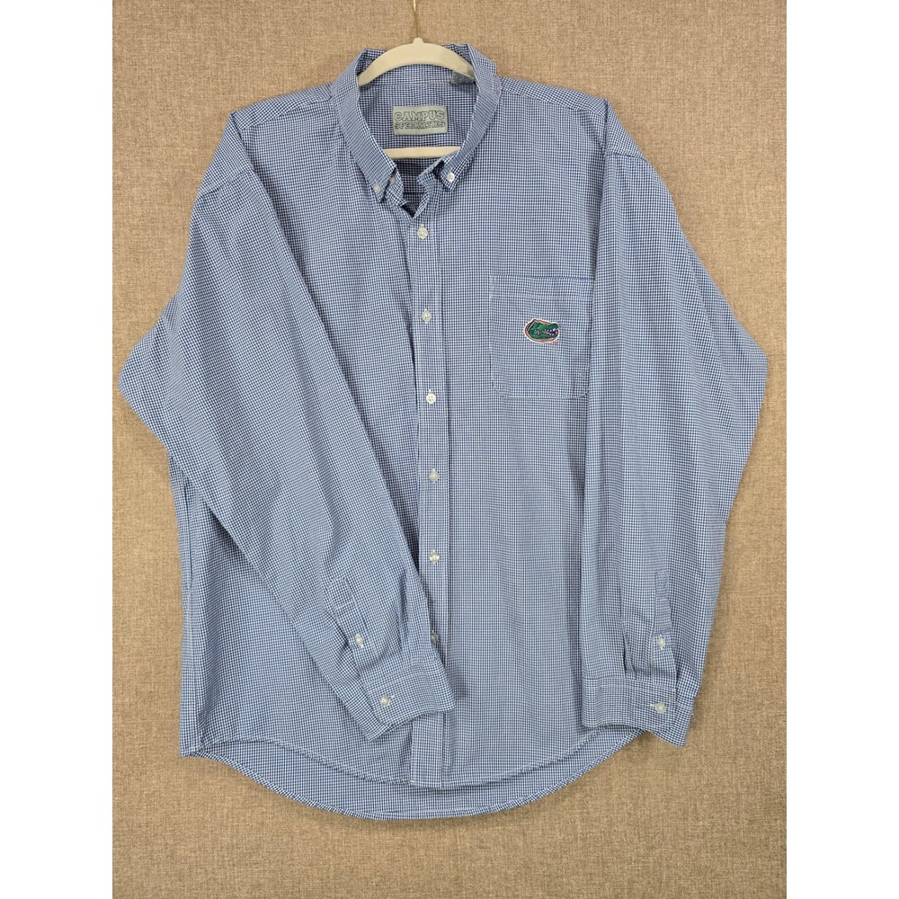 Campus Specialties Florida Gators Mens XXL Blue Gingham Button Down Shirt NCAA